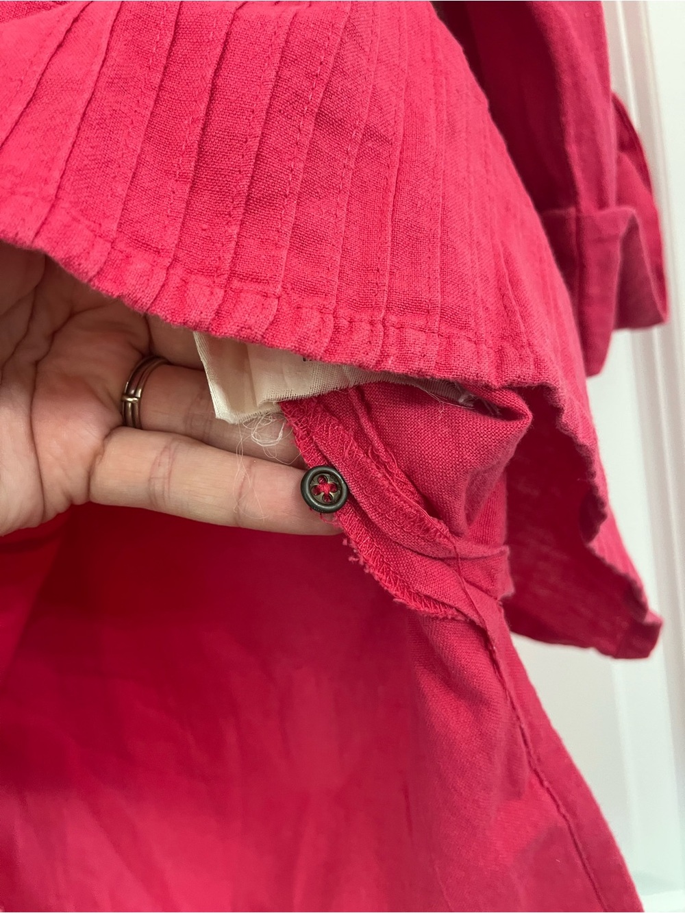 V-Neck Fuchsia Pintuck Tunic with Embellished Trim Sz Large Pink with Sequins - Picture 5 of 7